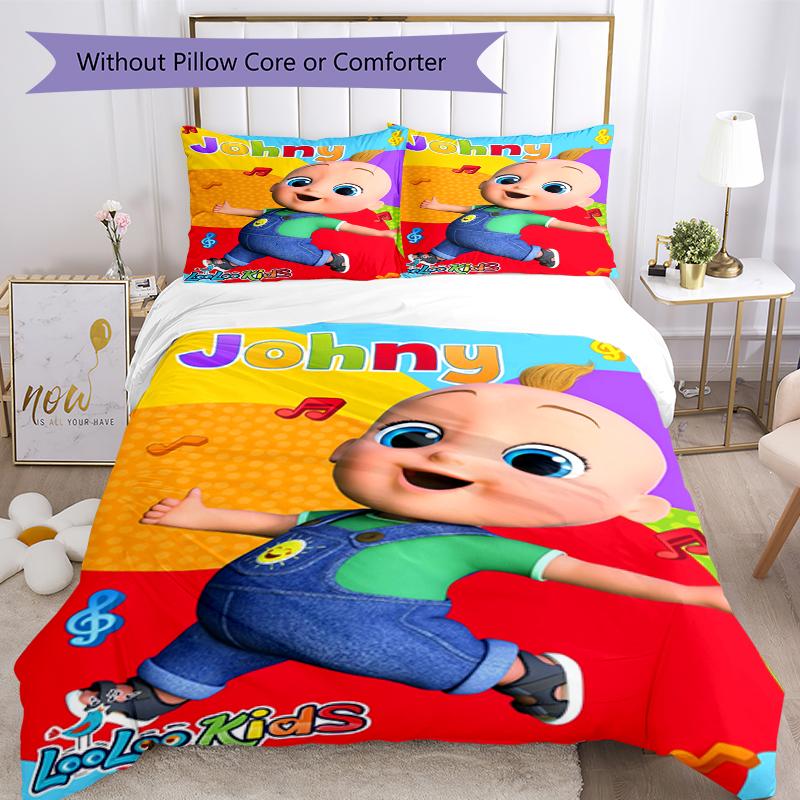 3pcs CoComelon Bedding Set Duvet Cover Closure Includes 1 Duvet Cover & 2 Pillowcases, Soft and Comfortable for All Seasons.