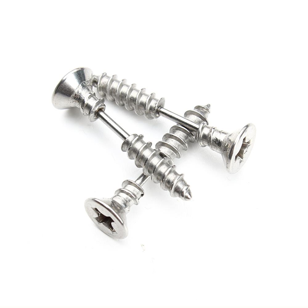New Unisex Punk Rock Stainless Steel Nail Screw Piercing Stud Earrings Novelty Piercing Jewelry Rock Gothic Piercing Jewelry
