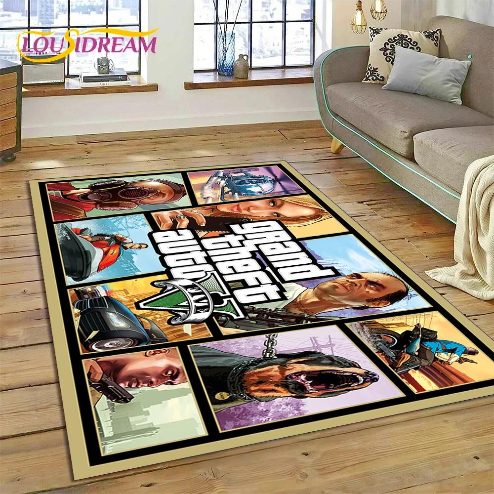 3D GTA Game Grand Theft Auto Gamer Rug Carpet for Living Room Bedroom Home Decor,Floor Mat Non-slip Decoration for Sofa Doormat