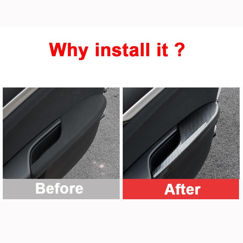 ABS-Kohlefaser-Türarmlehnenschutzabdeckung mit Handdekorationsmodifikation für Honda Civic 10. 2016 2017 2018