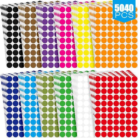 Marspark 5040 штук 3/4 дюйма цветные точечные наклейки кодировочные этикетки 12 assorted клейкие цветные круглые наклейки сплошные наклейки для организации,