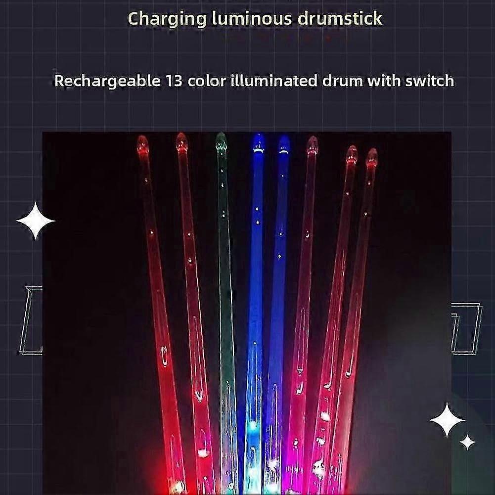 USB Rechargeable LED Drum Sticks 15Color Light Up Glow in the Dark for Stage Performances New Arrival S06