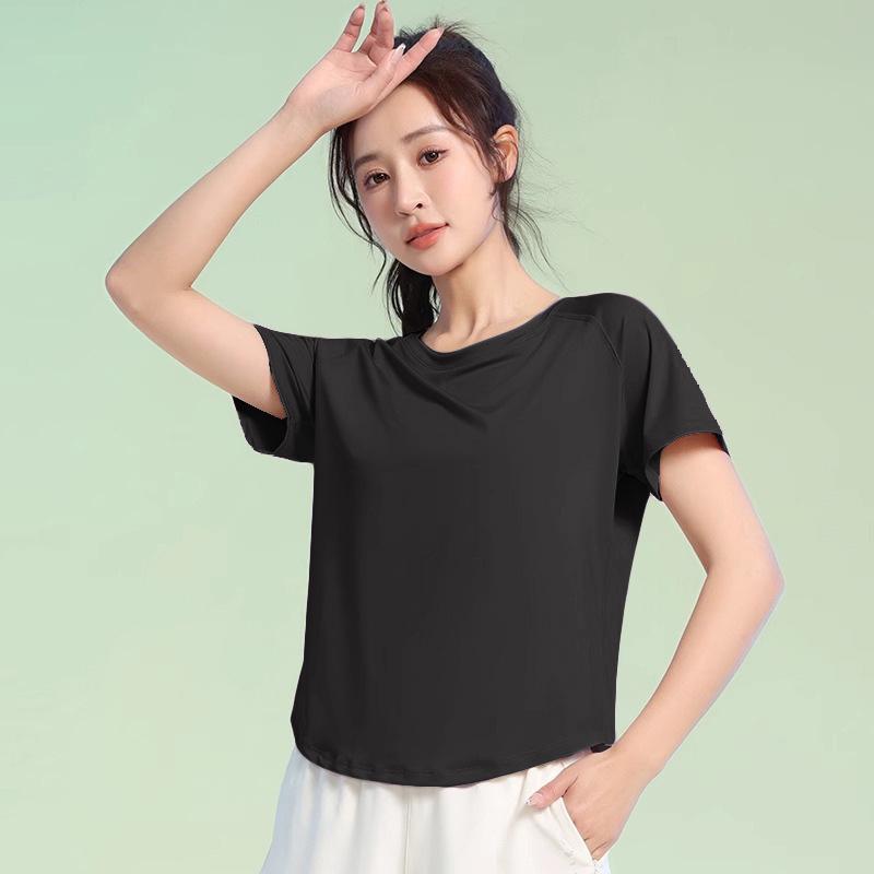 

Женский летний быстросохнущий спортивный комплект: Свободный, Утягивающий костюм для йоги и бега с короткими рукавами и эластичной посадкой. XL