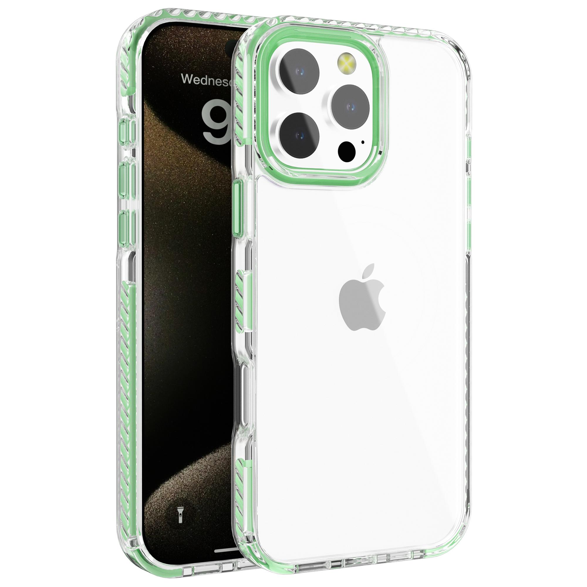 

For iPhone 13 Pro Clear Phone Case PC+TPU Shell Anti-Scratch Phone Cover Matcha Green