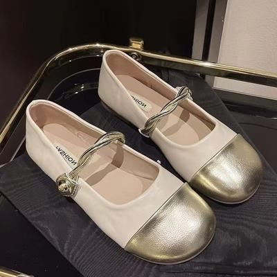 Shallow Single Shoes Women's Flat-bottomed Small Fragrant Style Color Matching Mary Jane Shoes Women's 2025 New Retro Literary Round Head Ladyshoes