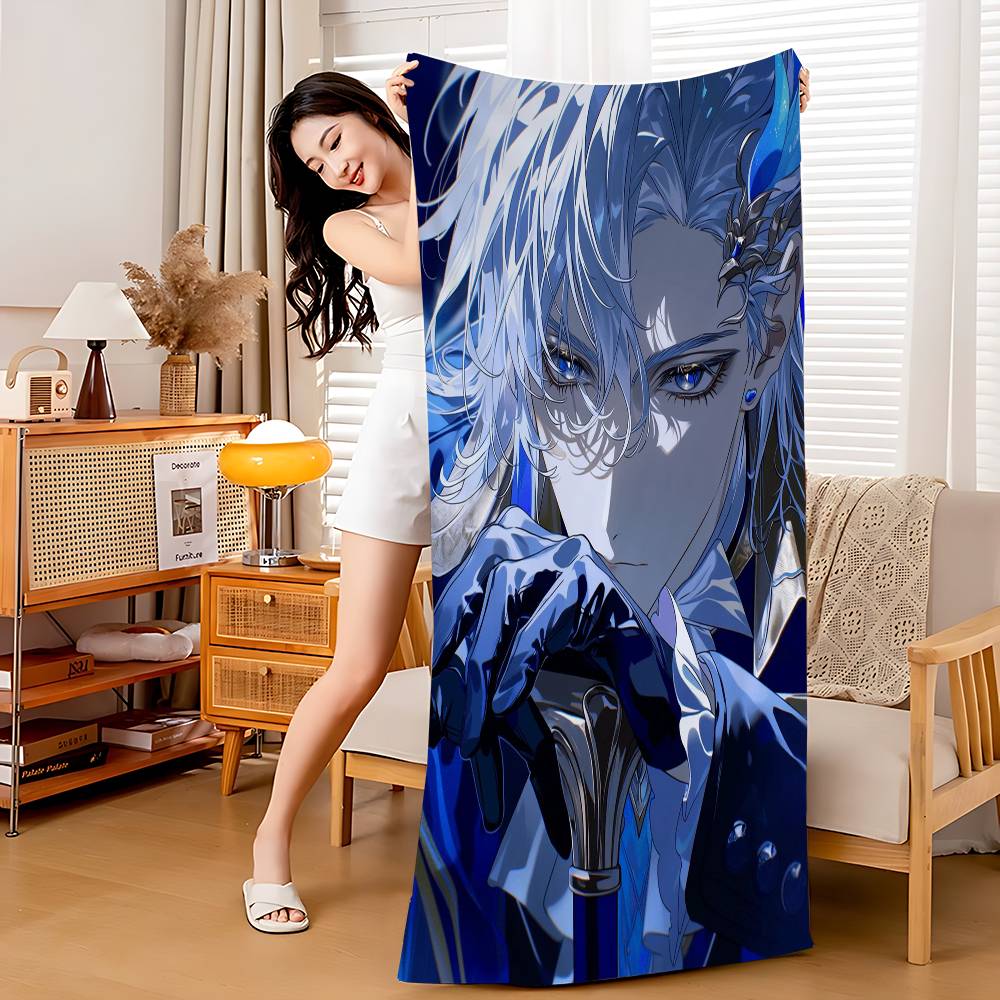 G-Genshin I-Impacts N-Neuvillettes Bath Towel Microfiber Soft Water Absorbing Breathable For Girl Kids Decorative Cartoon Beach Towel