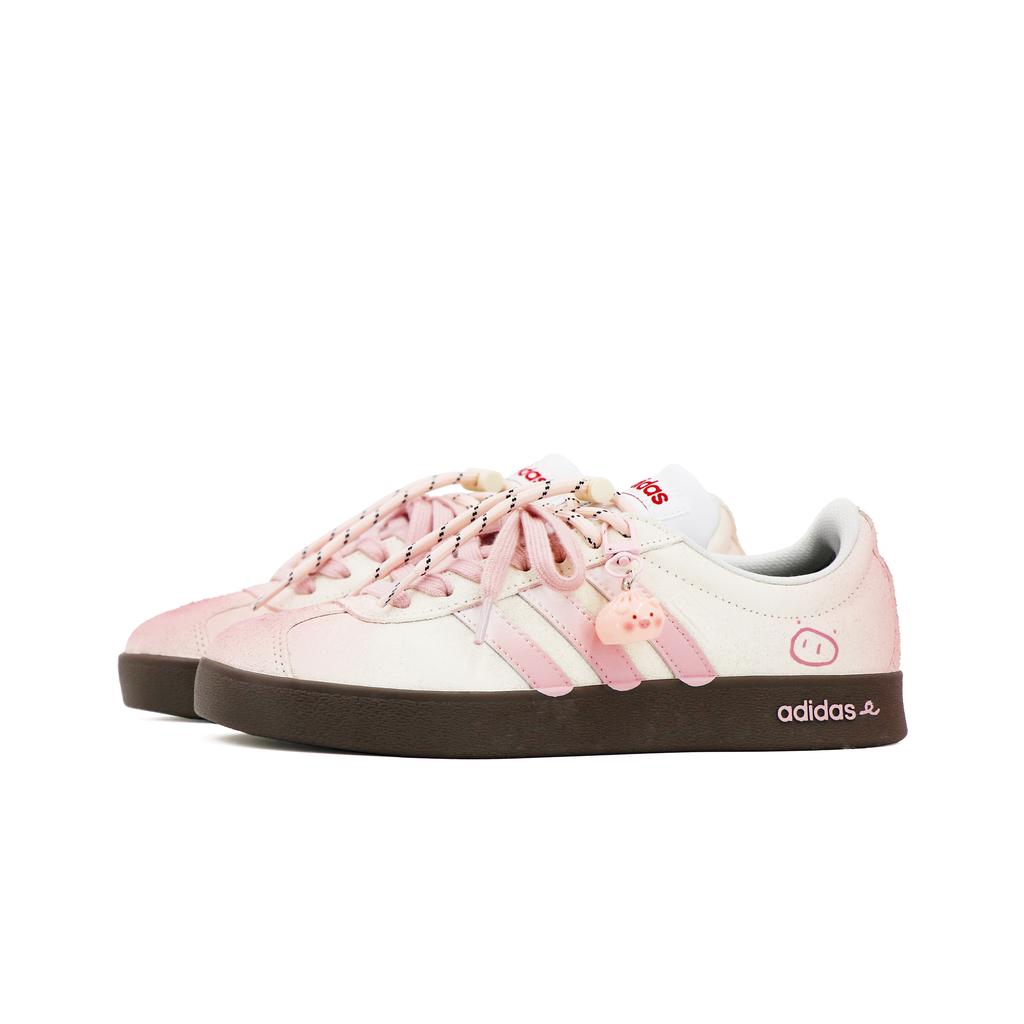 Adidas Neo Vl Court Classic Abrasion Resistant Low top Skateboard Shoes Unisex Beige Pink JS3003(Team17-)