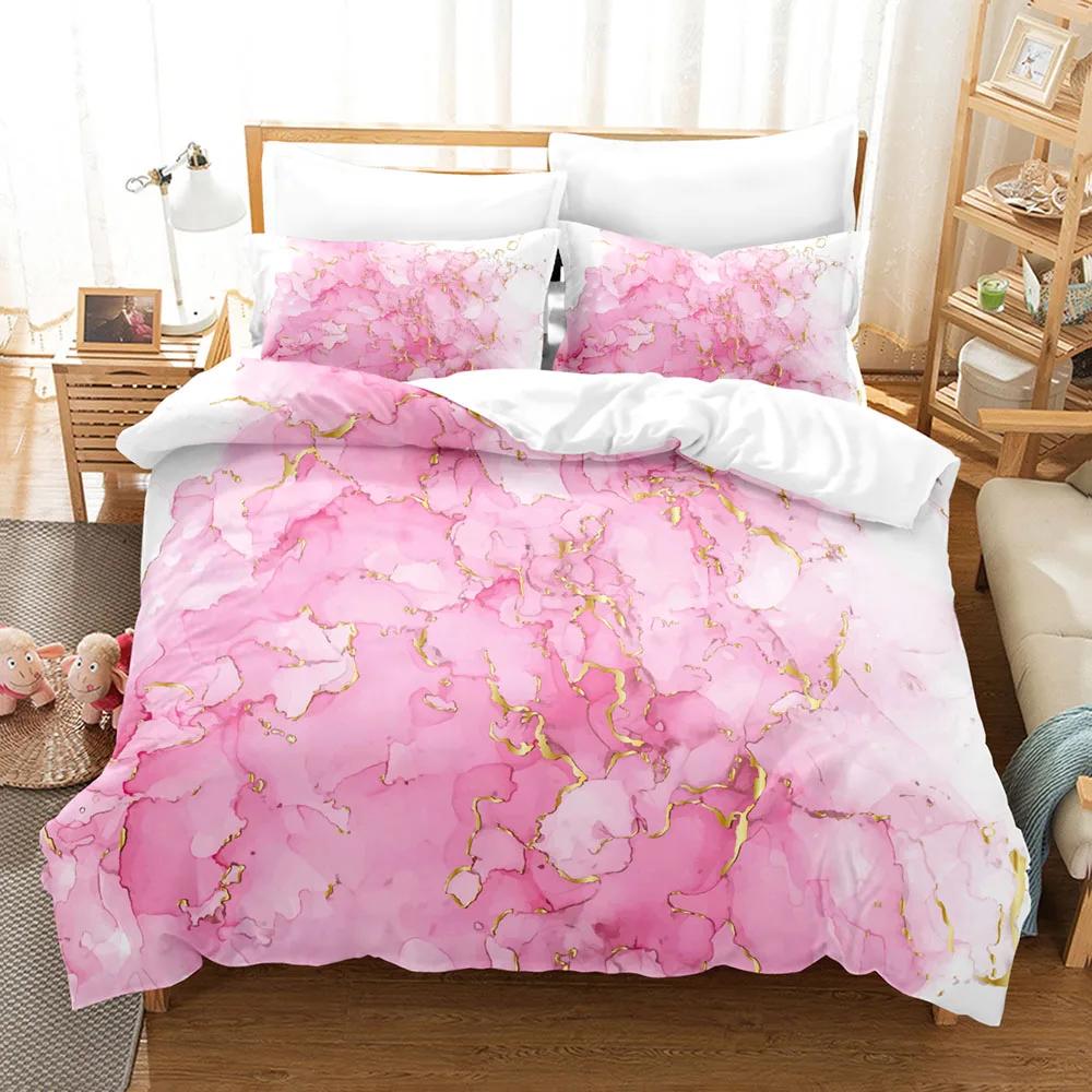 3D Luxury Marble Bedding Set Printed Duvet Cover Set Pillowcases Romantic Soft Single Double King Size for Adult Birthday Gift