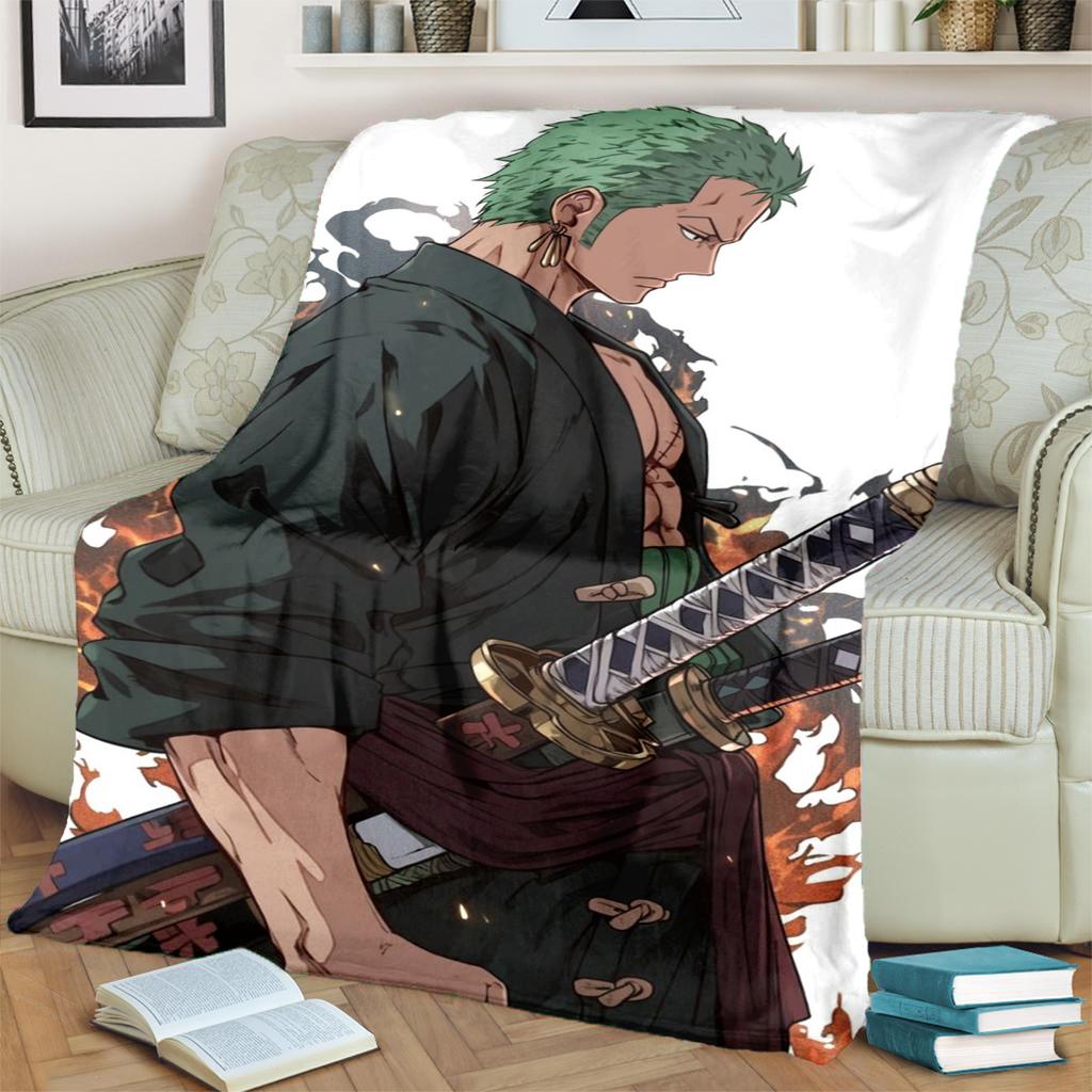Flannel Blanket with "ONE PIECE" Print Warm Soft for Bedroom, Sofa and Travel