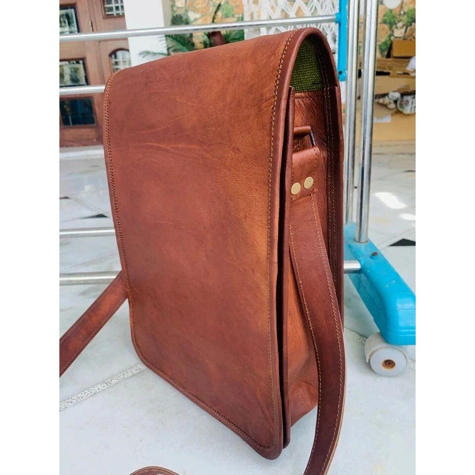 Men's Safe Leather Vintage Laptop Messenger Handmade Briefcase Bag Satchel