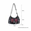 Retro Vintage Y2K Leder Motorradtasche: Damen 2025 Colorblock Schulter Crossbody