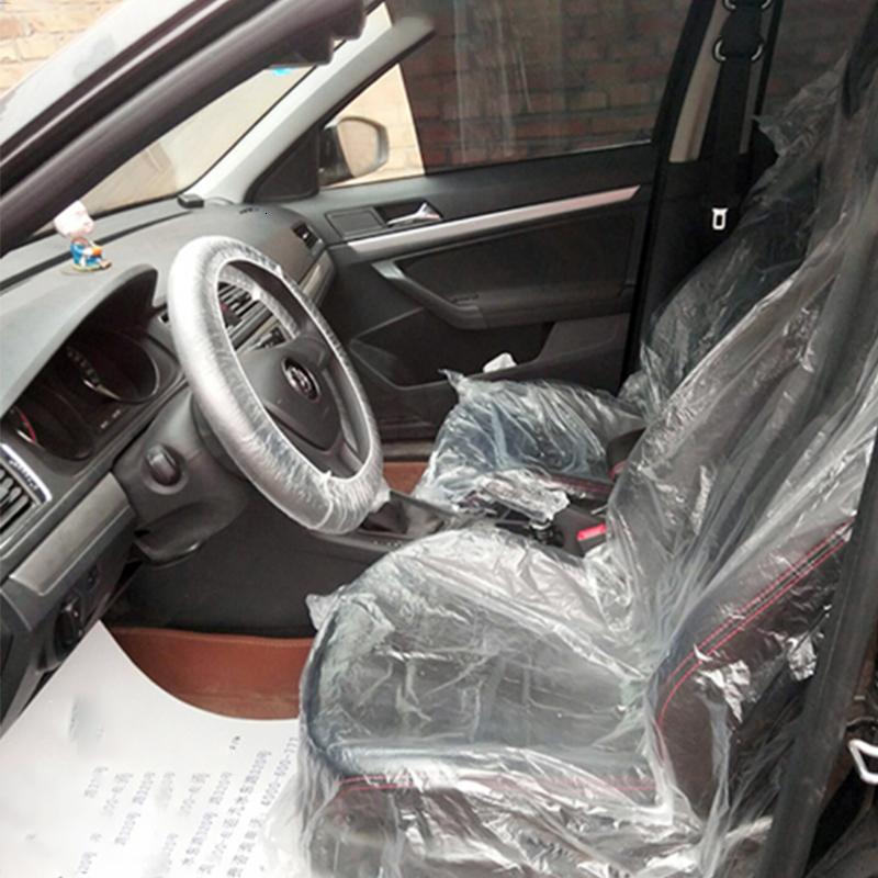 100pcs universal car disposable PE plastic soft seat cover waterproof car repair protective cover