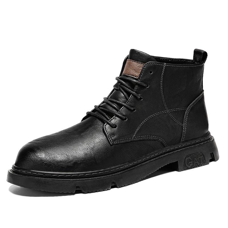 Martin Boots Men's High-top New Leather Boots British Style Casual Leather Shoes Autumn and Winter Student Outdoor Locomotive Boots
