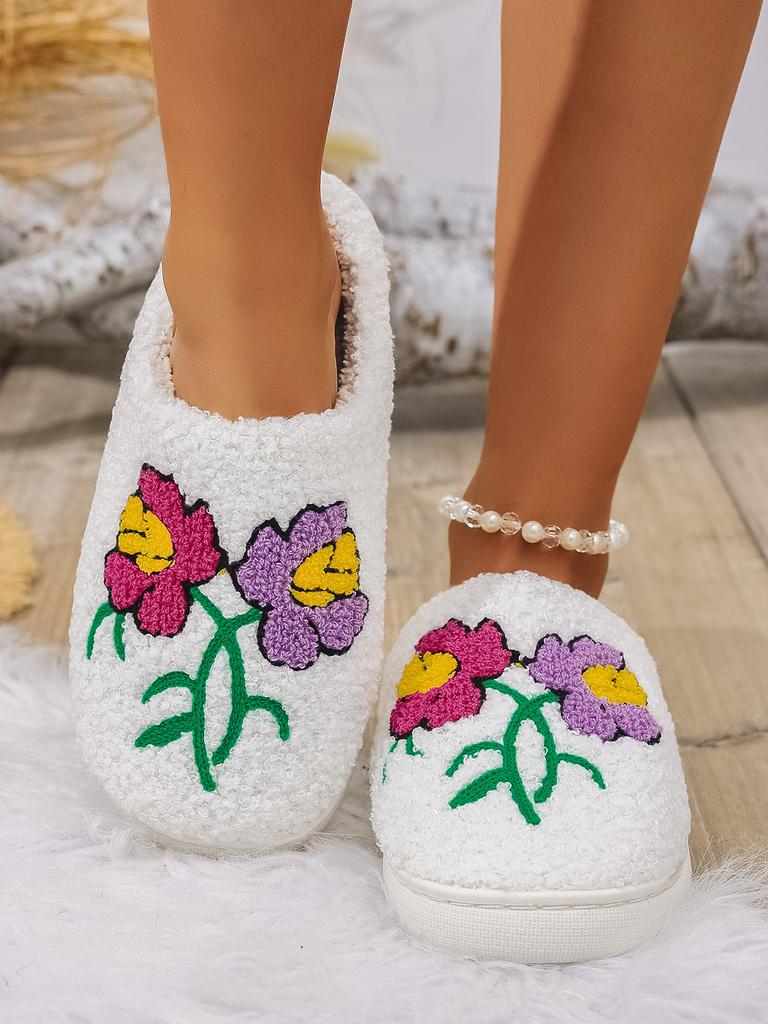 Fashion Women Winter Slippers Romantic Rose Home Warm Passionate Love Comfortable Leisure Anti Slip Cotton Shoes Lover Girlfriend Gift