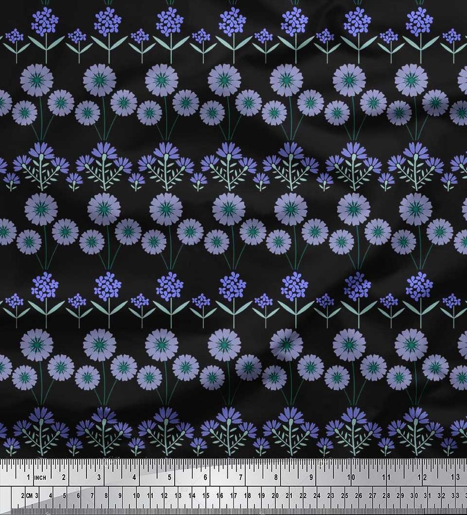 Soimoi Cotton Cambric Fabric Leaves & Floral Artistic Decor Fabric Printed metre 42 Inch