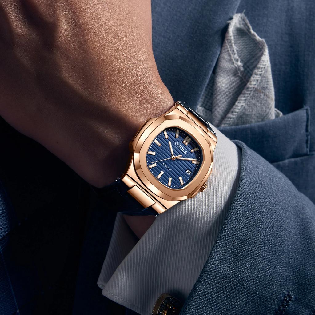 ONOLA 3853 Mechanical Watches Headband Material Cowhide Men Luminous Business Leather Strap Waterproof Luxury Automatic Movement