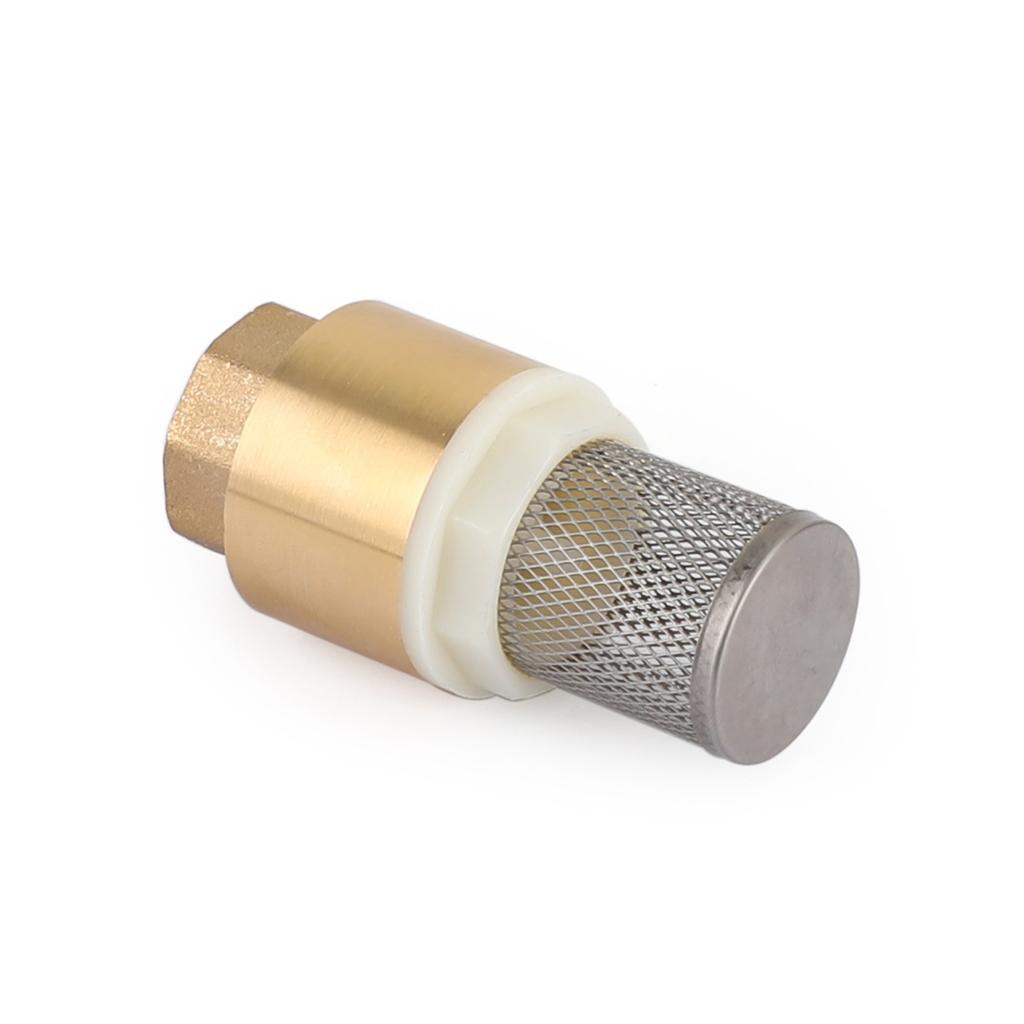 3/4" NPT Inline Check Foot Valve Brass Spring Loaded With Filter 200 PSI