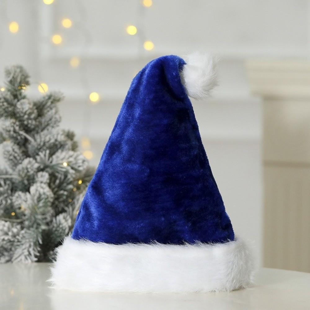 Gifts Long Christmas Santa Hat Faux Fur Trim Thickened Soft Fabric Christmas Hat Pom Pom Festive Santa Cap Christmas Parties
