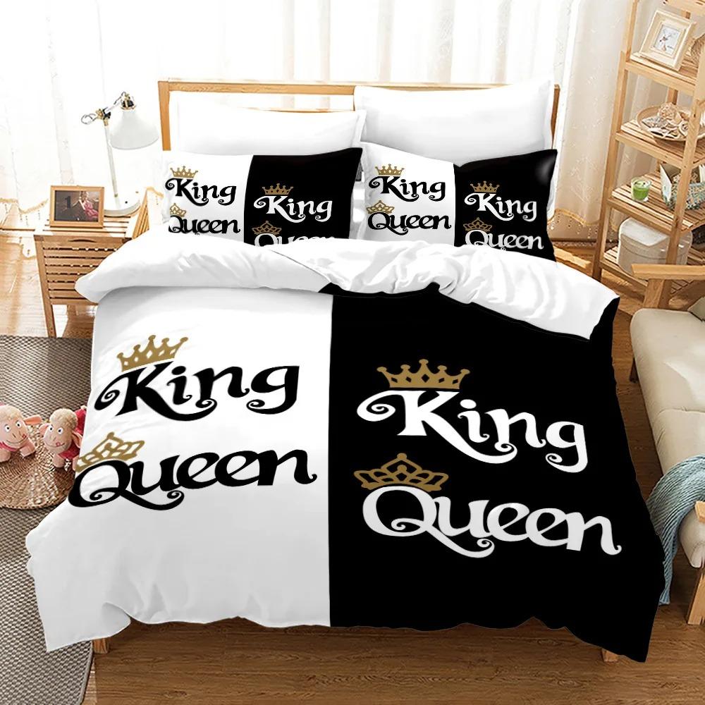 

Couple Lover White Black Bedding Set Bedroom Quilt Cover Set Single Double Size Polyester Duvet Cover Pillowcase For Boy Girl 70x133cm 2pcs