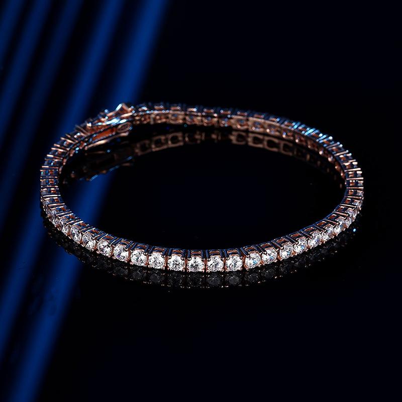 

Високовуглецевий діамант Повна діамантова ніша S925 Sterling Silver Super Flash Повний діамант Імітація діаманта Транскордонні ручні ювелірні вироби 17cm рожевий колір золота