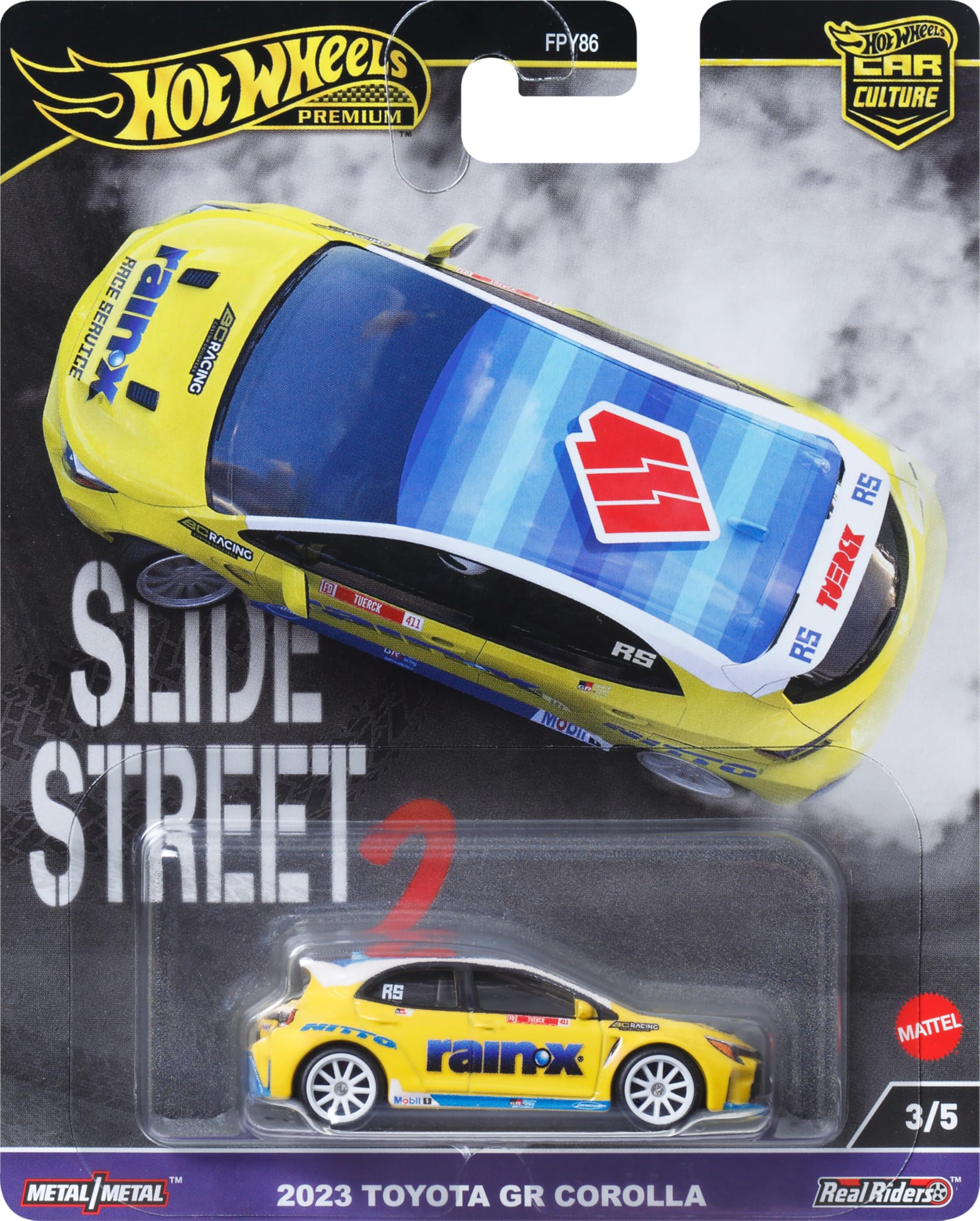 

Hot Wheels Car Culture Slide Street 2023 Toyota GR Corolla Vehicle Toy Diecast Model Car for Ages 3 and Up, Yellow, HKC82
