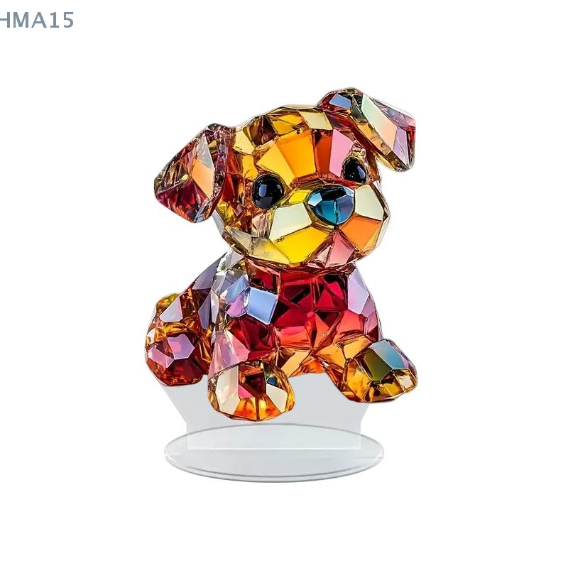 1PC 21*16.9cm Acrylic 2D Colorful Dog Statue Art Craft Desktop Ornaments Christmas Valentine's Day Gifts Home Decoraction Gifts