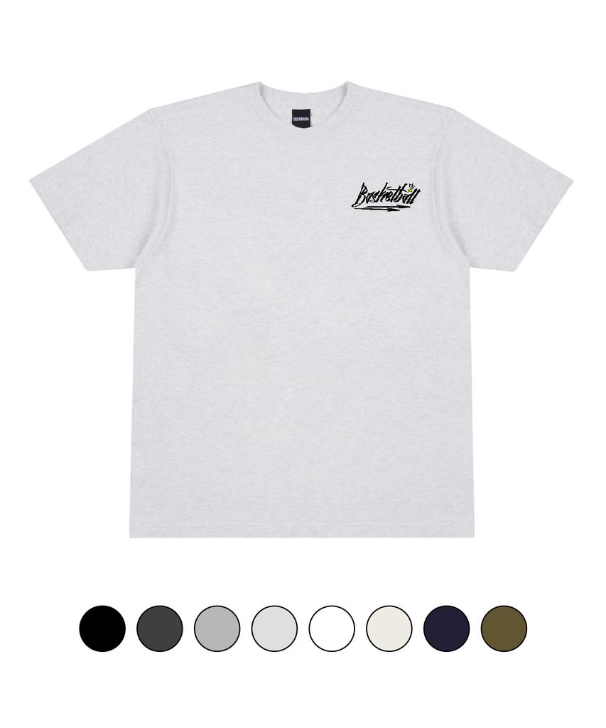 CREAM SODA LAB Basketball Short Sleeve T-Shirt Oversized Light Gray Black