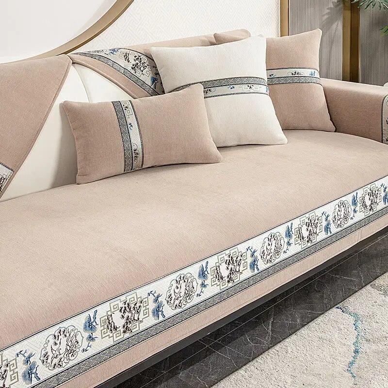 Luxury Chinese Chenille Sofa Covers Anti Slip Universal Armchair Slipcover for Living Room Couches