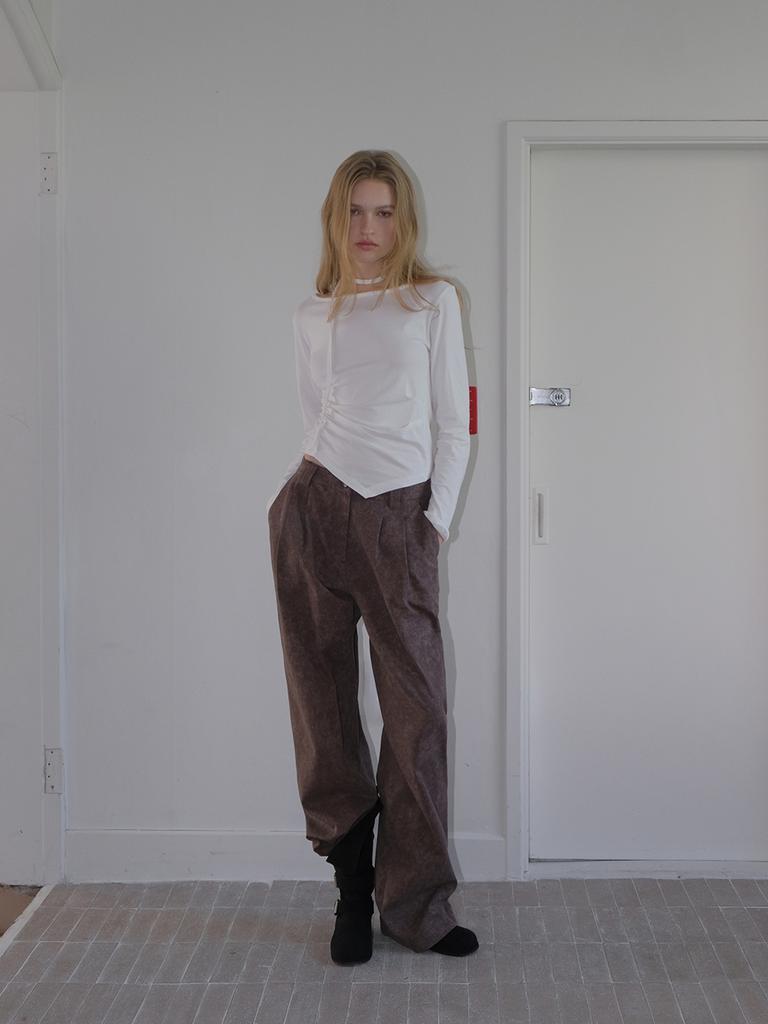 ETMON Vintage Pattern Pants, Brown