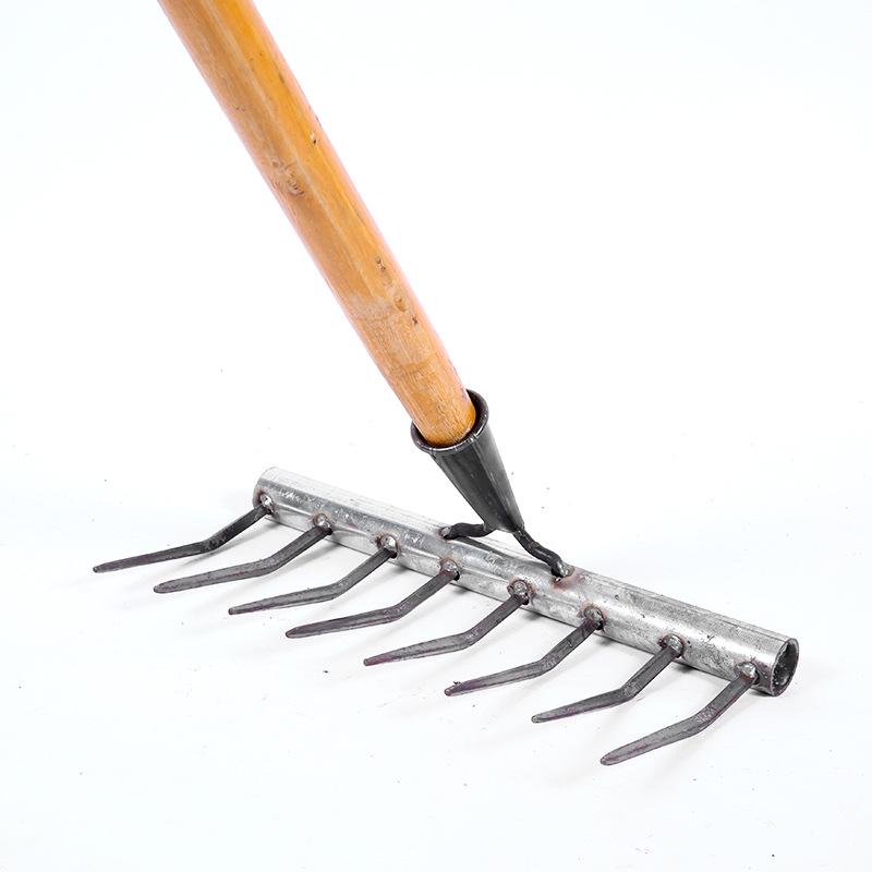 Multi-Tooth Iron Rake for Leveling and Raking Soil in Gardens and Agriculture