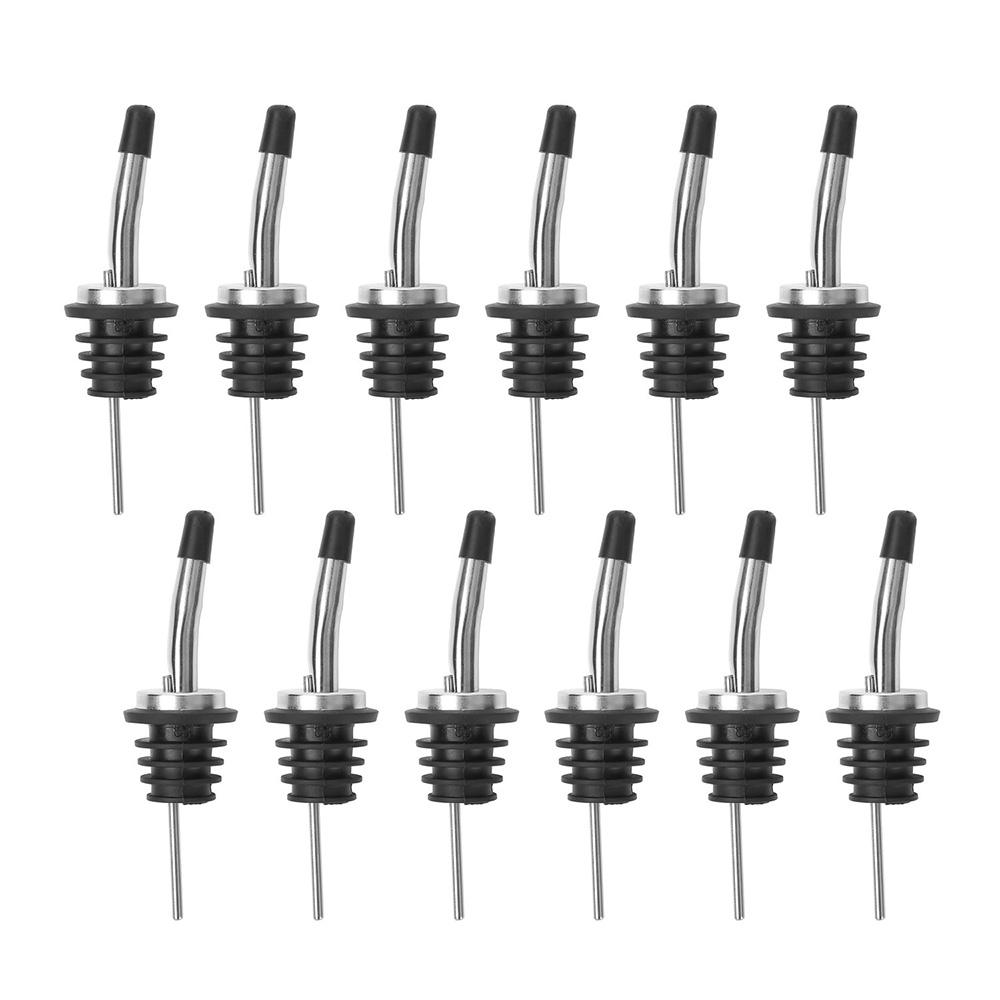 12 Pack Wine Bottle Pourers, Stainless Steel Liquor Pour Spouts Tapered Spout - Liquor Pourers with Rubber Dust Caps