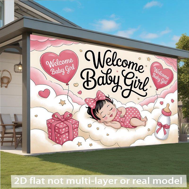 2D flat design 1-piece baby welcoming banner - suitable for baby welcoming parties weddings and birthday celebrations