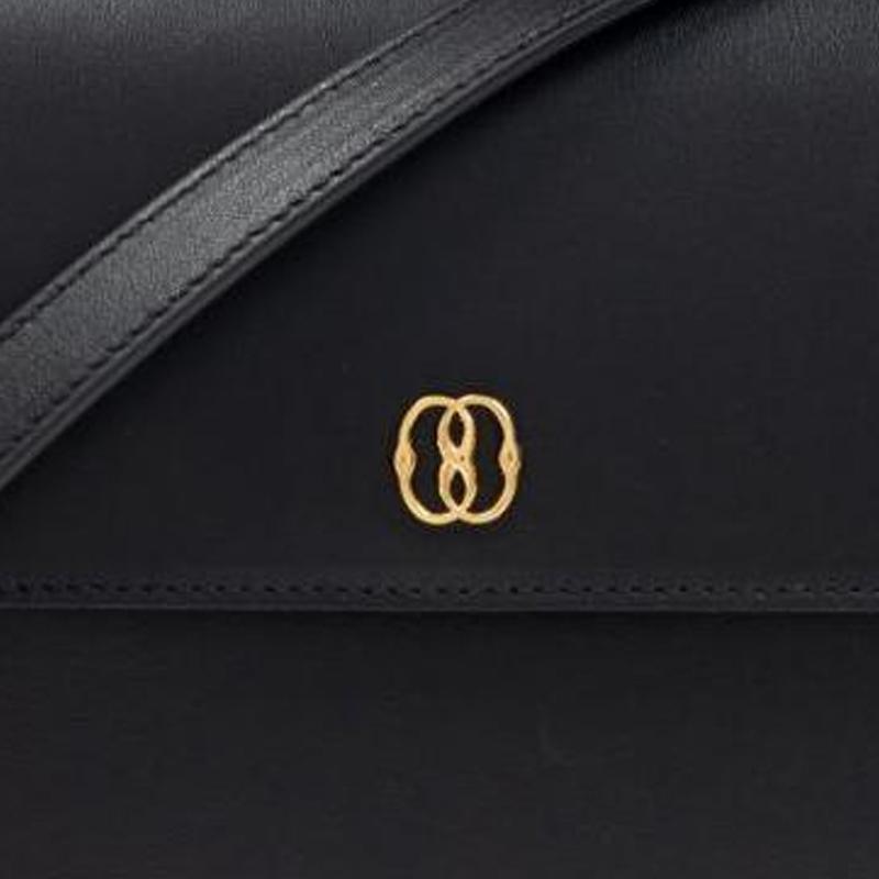 Bally Logo Embossed Leather Shoulder Crossbody Bag Women Bags Black 6308690