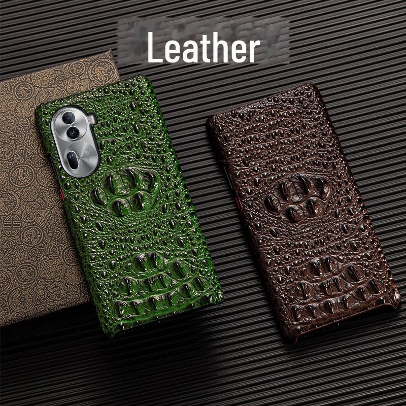 Genuine Leather Cowhide Skull Half Package Protective Case for OPPO Reno4/Reno4Pro.