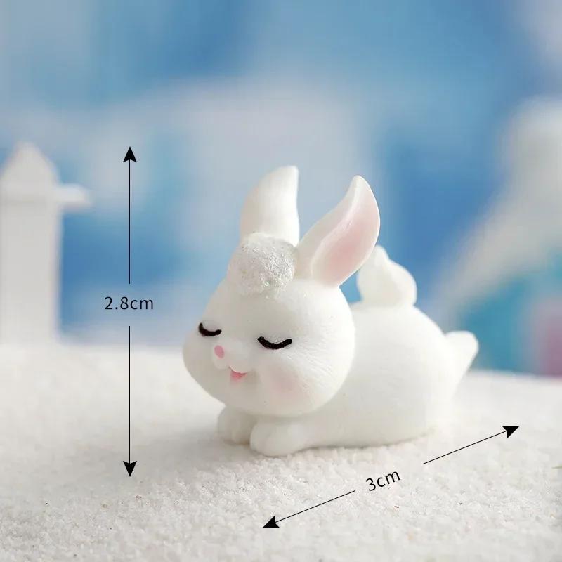 Figurines Christmas Rabbit Micro Landscape Snowman Bunny Ornament Desk Accessories For Home Decoration Kids Gifts Miniature