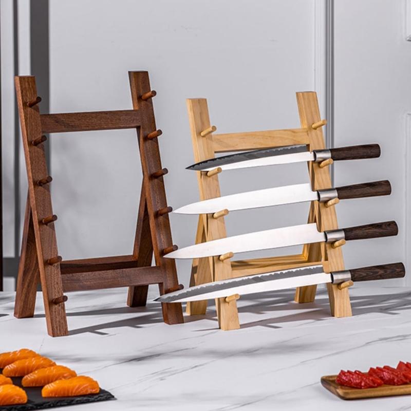 Wooden Cutter Display Stand Multipurpose Cutter Storage Rack with Multi Layer Design for Home Kitchens and Restaurants