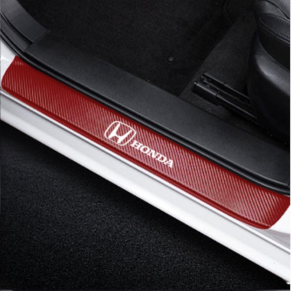 Dncr6 4Pcs Carbon Fiber Car Door Threshold Sill Sticker Badge For Honda Mugen Typer ACCORD Airwave Avancier Civic INSPIRE GK5 CRV XRV
