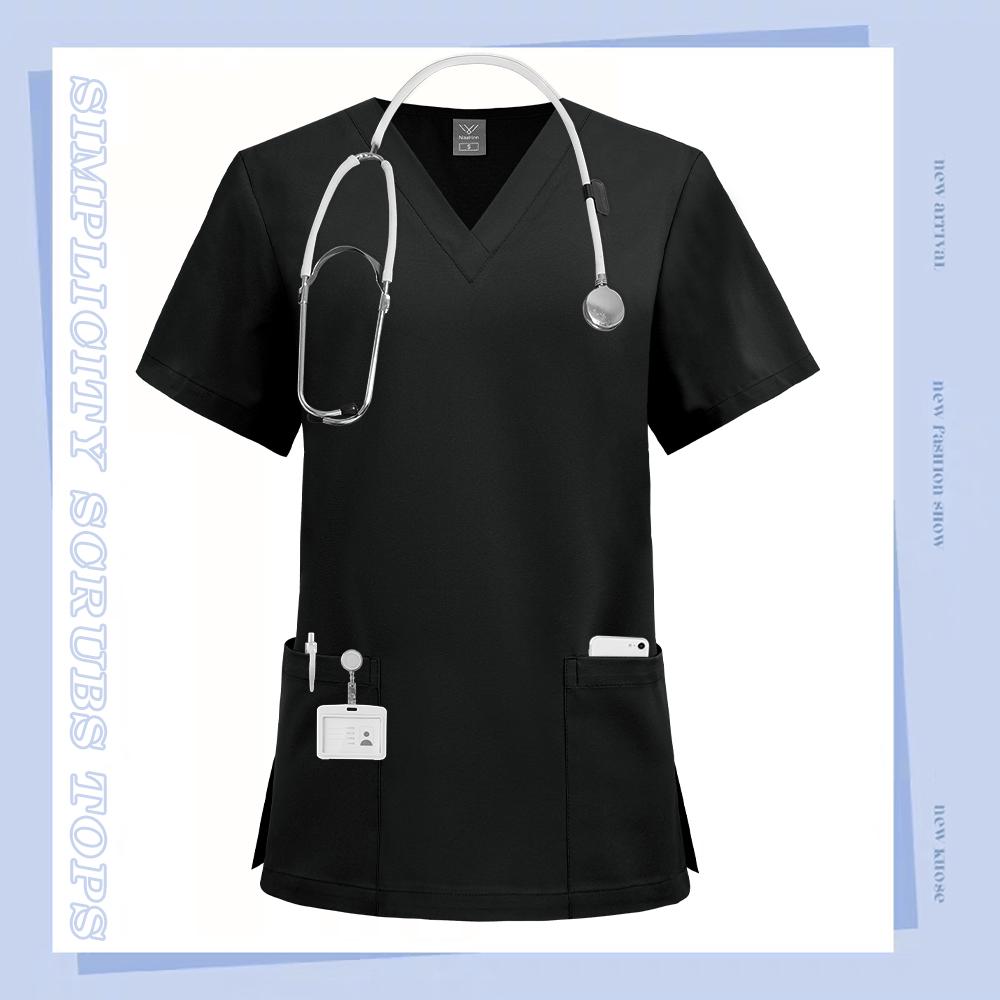 Scrubs Top Medical Surgical Uniform Scrub Blouse Unisex Hospital Working Clothing Pharmacy Nurse Shirt Dental Workwear