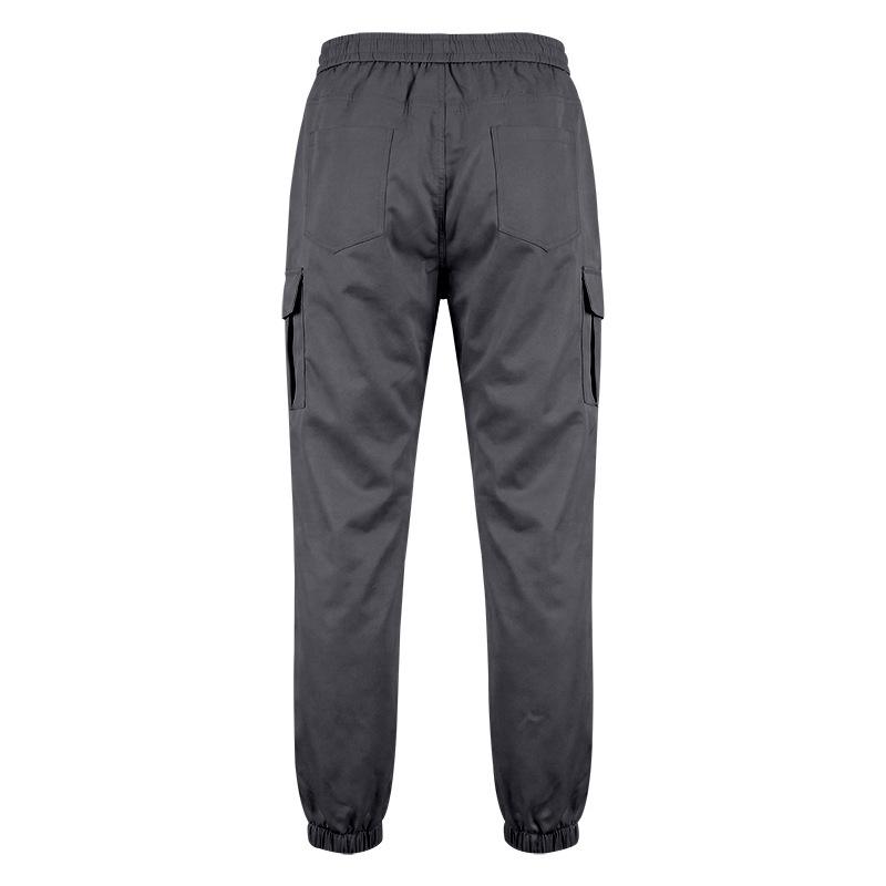 Men Drawstring Elastic Waist Jogger Cargo Pants, Multi Pockets Ribbon Decor Tapered Ankle Cuffs Casual Streetwear Utility Trousers Outdoor Daily Wear