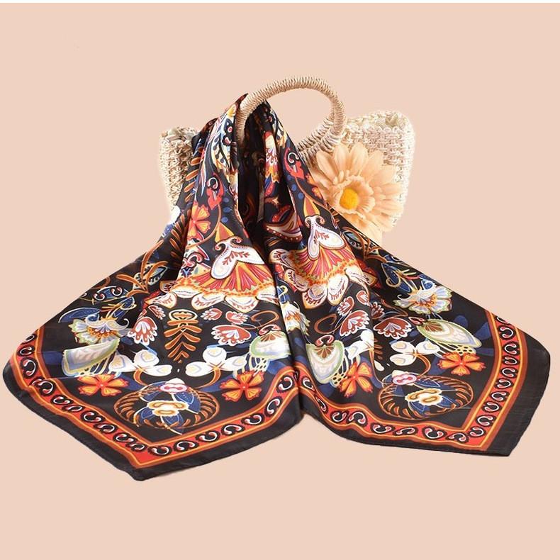 Luxury Design Square Scarf Silk Scarves Women Neck Hair Tie Band Hijab Kerchief Head Headband Smooth Bandana Female Foulard 70Cm