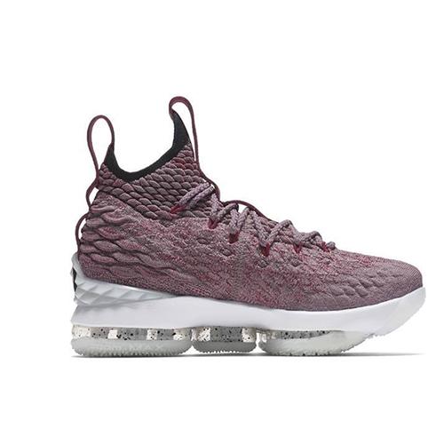 Nike Lebron 15 'Wine Red' Slip Resistant Cushioning Mid Top Children's Basketball Shoes Red White Teenagers 922811-201