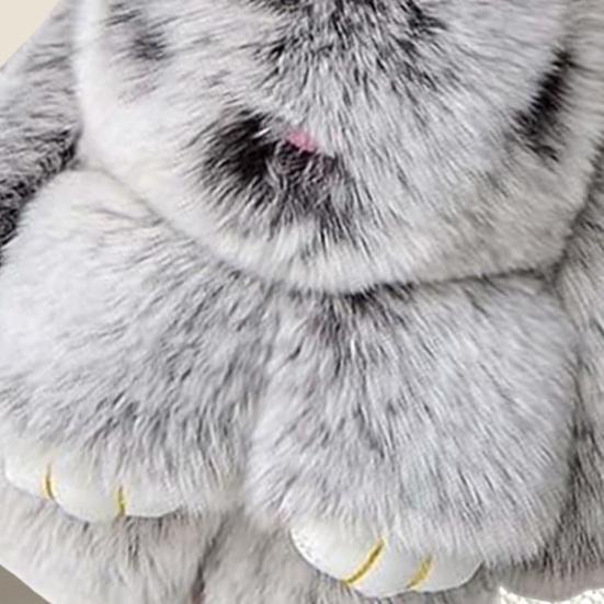 Handmade Soft Plush Bunny Keychain with Tin Box Fluffy Cute Bunny Pom Pom Charm Stuffed Animal Keyring for Easter Birthday Gift