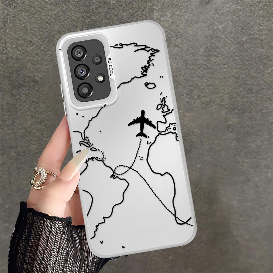 Phone Cover Case for Samsung Galaxy A54 A23 A71 A13 A32 A36 A17 A52 A16 A34 A25 A73 A72 A12 A14 A56 Airplane Route