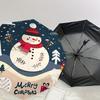 1PC Snowman Merry Christmas Automatic Open/Close Umbrella with Windproof, 8-Rib Sturdy Canopy, Durable Ribs, Fashionable Design,1261