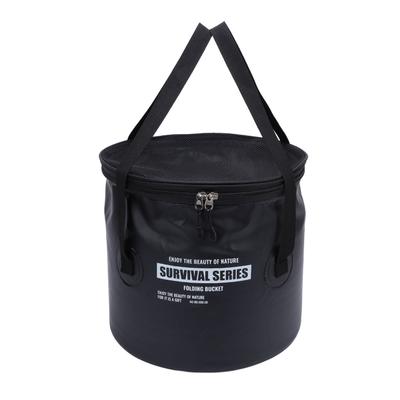 Balde dobrável de tecido com bolsa de malha, cesta de drenagem portátil, recipiente de água para acampamento ao ar livre, pesca, lavagem de carro