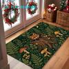 1pc, 2D Flat Printing, Forest Night Fox Mushroom Fern Indoor Door Mat, Non-Slip Machine Washable Easy To Clean Polyester Carpet, Suitable for Home And