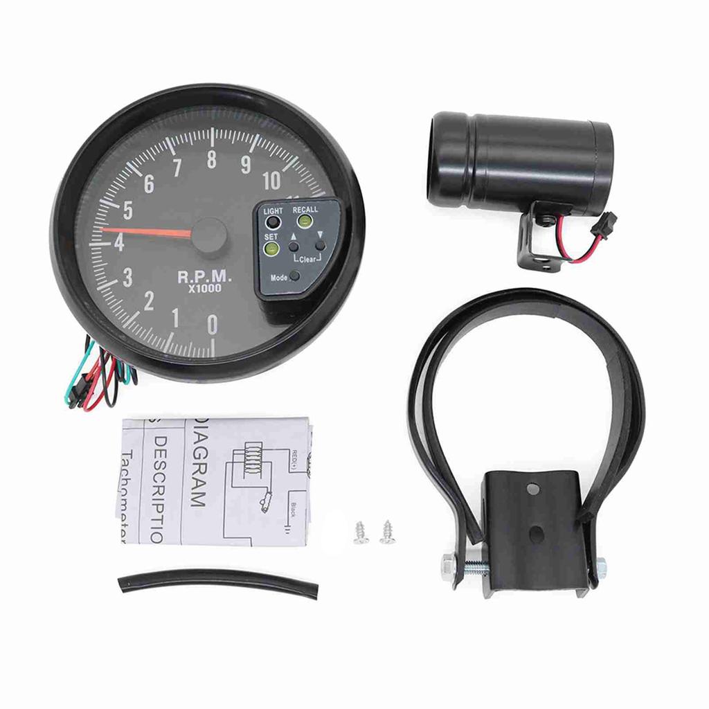 5 Inch Tachometer Gauge Black 7 Colors Backlight with Shift Light Peak Sound LED Flash When RPM Warning