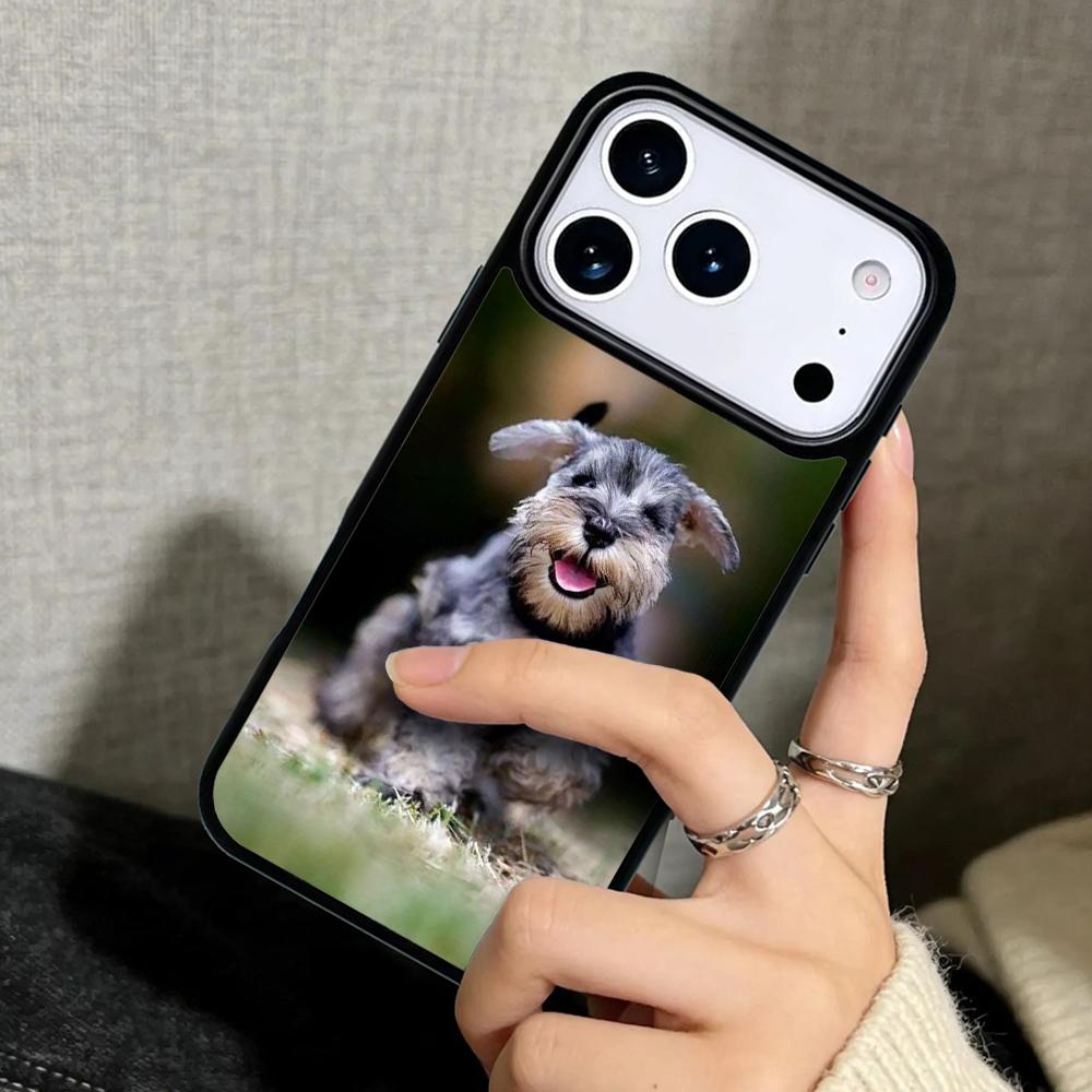 Capa Case für iPhone 17 Air 16 Pro Max 15 Plus 11 13 Mini 14 12 Rückseite Handyhülle Schnauzer Hund