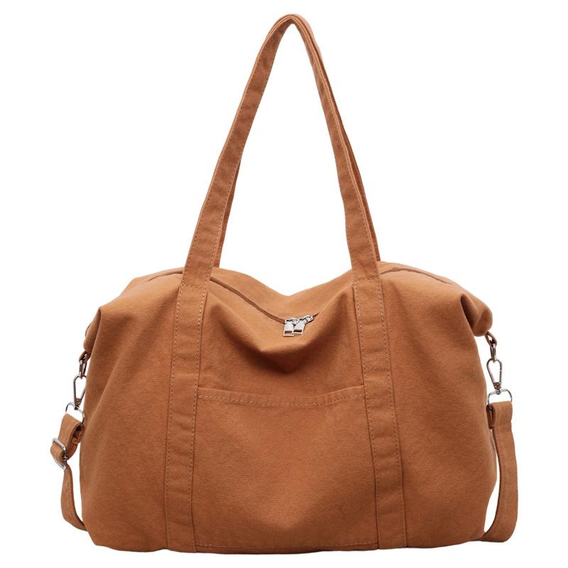 New Women's Canvas Tote Bag Large Capacity Solid Color Casual Handbag Minimalist Commuter Crossbody Bag