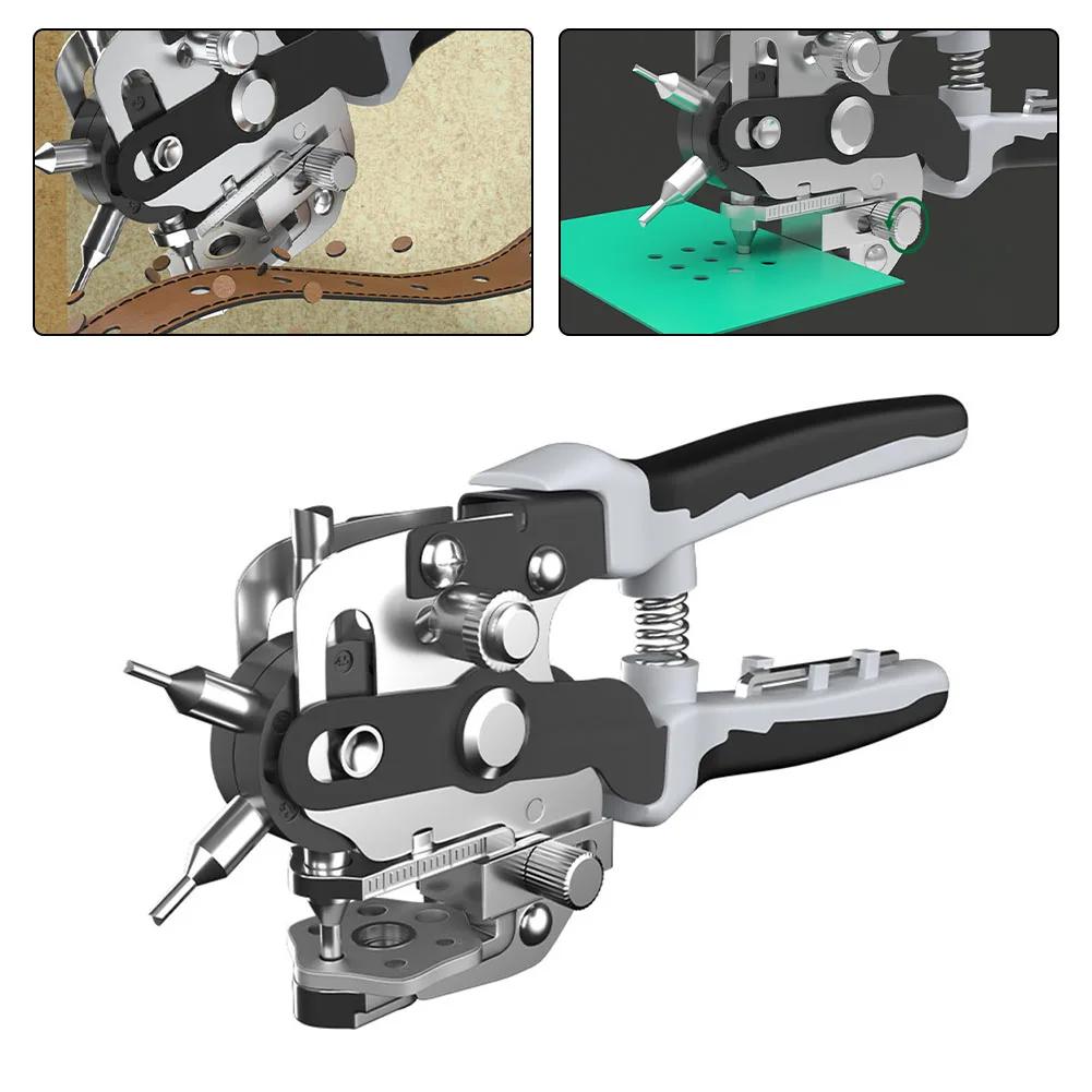 Perforatore per pelle Strumenti per pelle Perforatore multifunzione per cinture Strumento domestico per forare Perforatore portatile per fori di cintura Strumento per artigianato